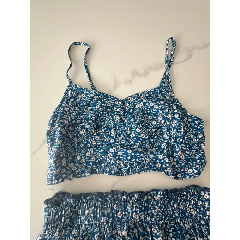 Shein Teen Girls Ditsy Floral Cami Top & Frill Detail Skirt Set 12-13Y